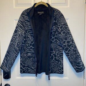Style & Co. Reversible Animal Print Full-Zip Fleece Jacket Size Large